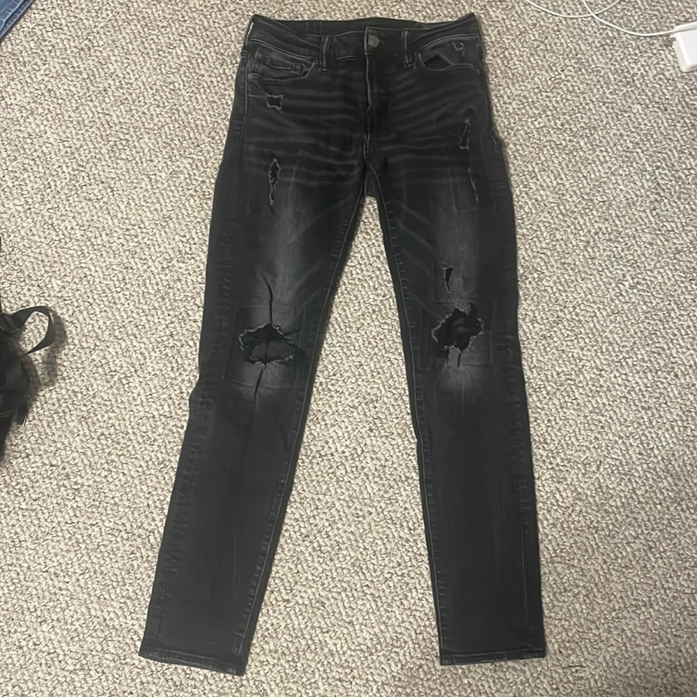 men’s american eagle black ripped jeans